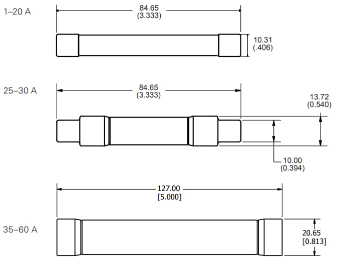 Mechanical Drawing - Littelfuse SPXV Solar Fuses